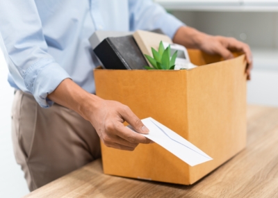 Resignation,Concept,The,Male,Officer,Standing,,Putting,His,Box,Of